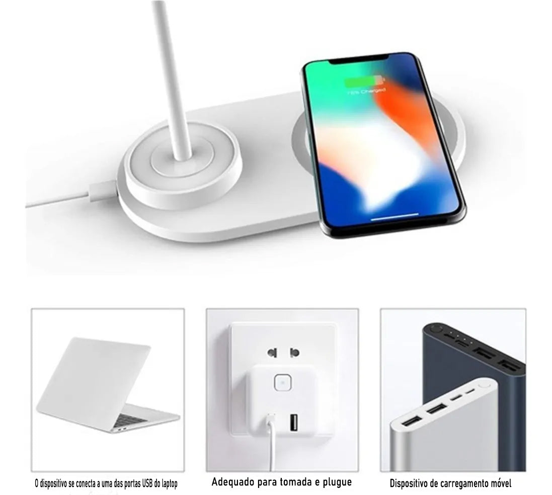 Luminária Led De Mesa Com Carregador Sem Fio