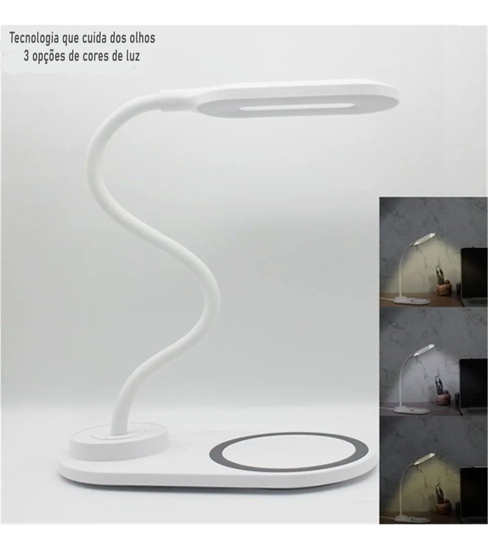 Luminária Led De Mesa Com Carregador Sem Fio